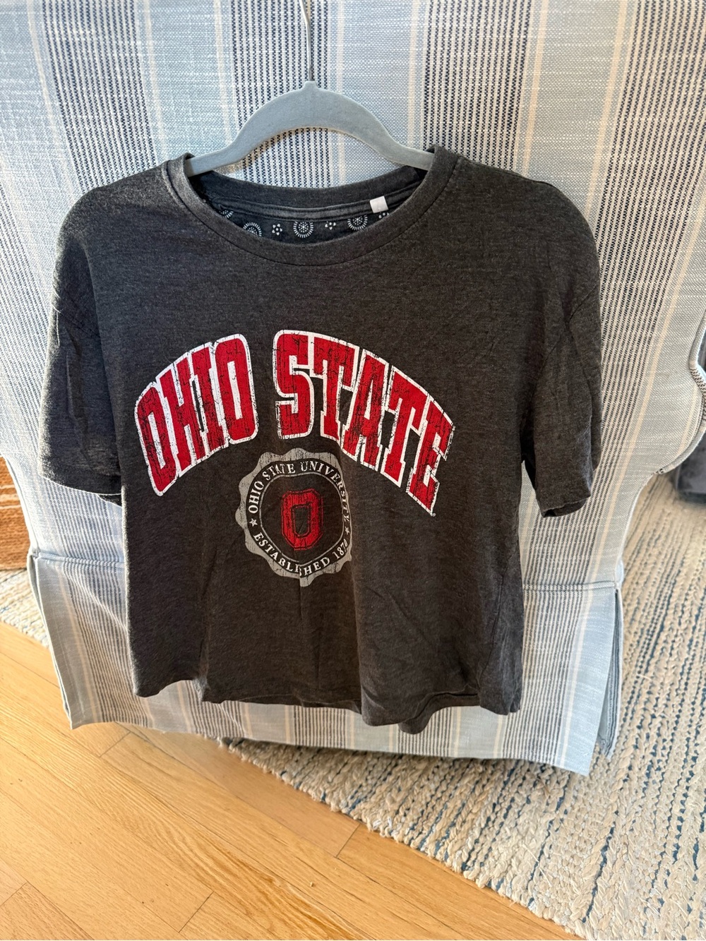 Pressbox Ohio StateGray Graphic Print Crop Tee